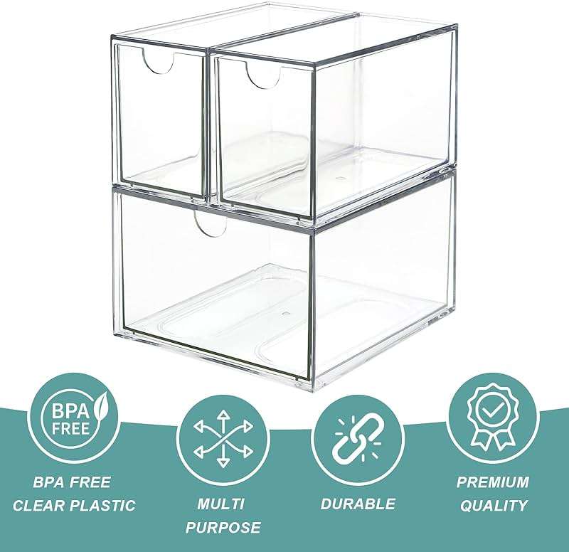 3 Tea and Coffee Organizer and Storage, Acrylic Tea Bag Holder Organizer, Plastic K Cup Drawer Container for Cabinet - Image 6