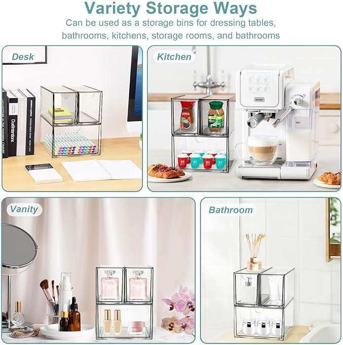 3 Tea and Coffee Organizer and Storage, Acrylic Tea Bag Holder Organizer, Plastic K Cup Drawer Container for Cabinet - Image 7