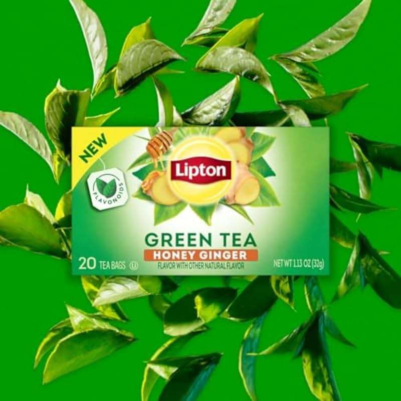 Lipton Honey Ginger Green Tea Bags, Flavored, Unsweetened Teabags for Hot Tea or Iced Tea with Caffeine and Flavonoids, 20 Total Tea Bags - Image 6