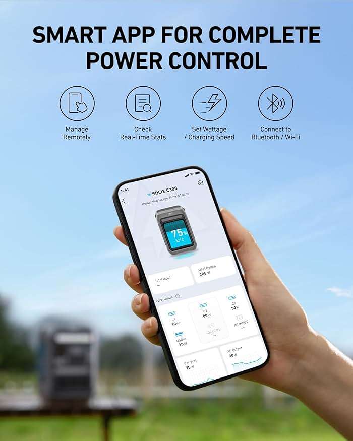 Anker Portable Power Station SOLIX C300, 288Wh LiFePO4 Backup Battery, 300W Solar Generator, 140W Two-Way Fast Charging, for Camping, Hunting, Travel, Blackout & Emergencies (Solar Panel Optional) - Image 8