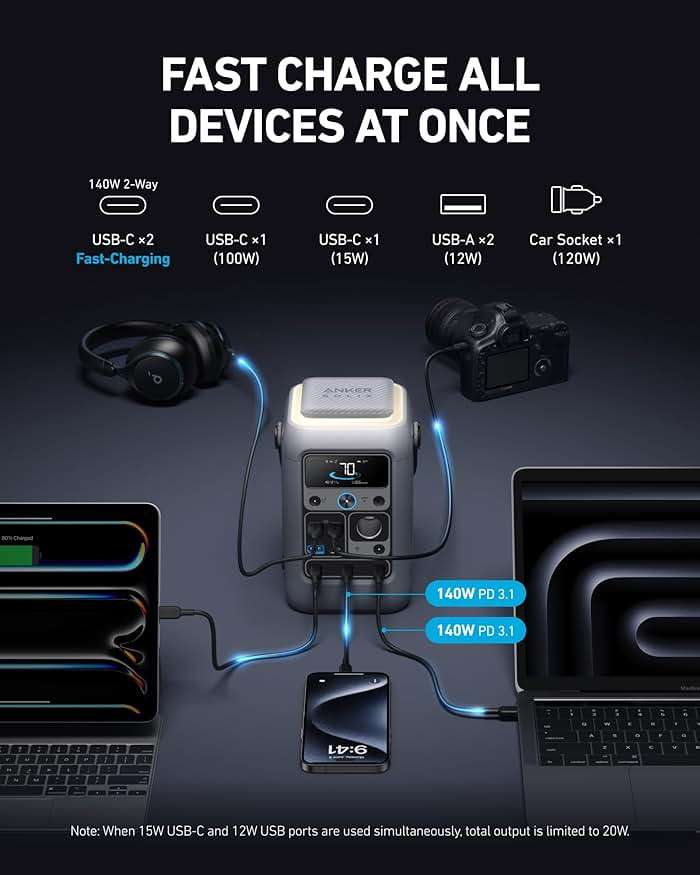 Anker SOLIX C300 DC Power Bank Station, Outdoor 288Wh Portable Power Station, LiFePO4 Battery, 300W Solar Generator, for Camping, Traveling, and Emergencies (No Wall Charger Included) - Image 3