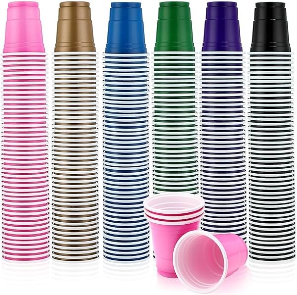 Mimorou 600 Pack 2 Oz Plastic Shot Glasses Disposable Plastic Shot Cups Mini Multicolor Cups for BBQ Christmas Party Tastings Sample Picnic Camping Daily Life Wedding, 6 Colors (Stylish Color) - Product Image