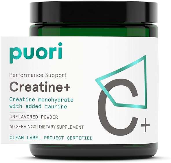 Puori Creatine Monohydrate Powder with Taurine - Unflavored Creatine Powder, Pre-Workout Supplement for Men & Women - Muscle Builder, Enhanced Workout Performance & Strength Building - 60 Servings - Image 1
