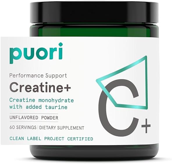 Puori Creatine Monohydrate Powder with Taurine - Unflavored Creatine Powder, Pre-Workout Supplement for Men & Women - Muscle Builder, Enhanced Workout Performance & Strength Building - 60 Servings - Product Image