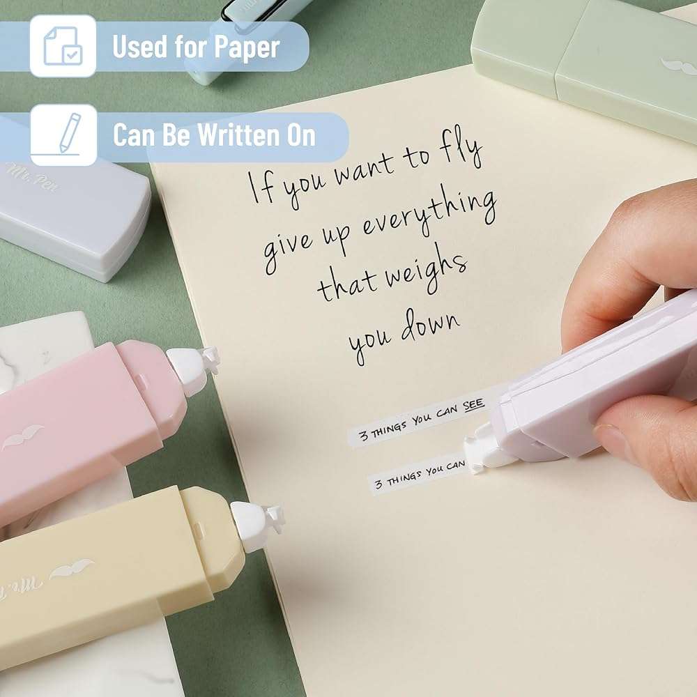 Mr. Pen- Aesthetic Correction Tape, 0.2" x 197", 12 pcs, Pastel Colors, Cute Correction Tape - Image 6