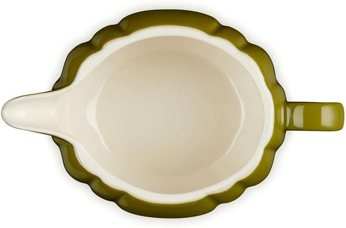Le Creuset Stoneware Pumpkin Gravy Boat with Lid, 14 oz., Olive - Image 4