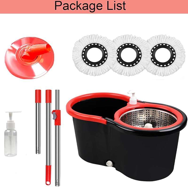 Spin Mop and Bucket with Wringer Set, 360° Spinning Mop Bucket System with 3 Microfiber Mop Replacement Heads Refills,56" Stainless Steel Extended Handle for Floor Cleaning Home(20QT) (Green) (Black) - Image 6