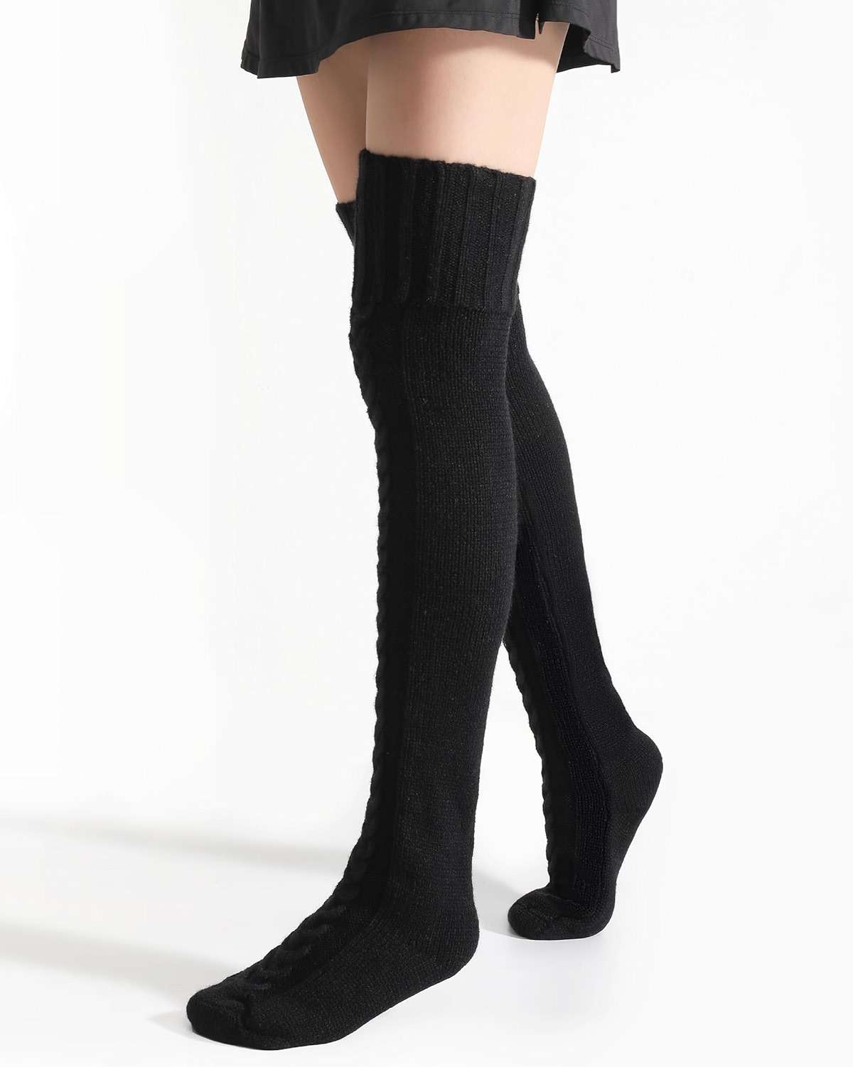 fauson Thigh High Socks - Black Over Knee High Socks for Women Warm Thick - Image 3