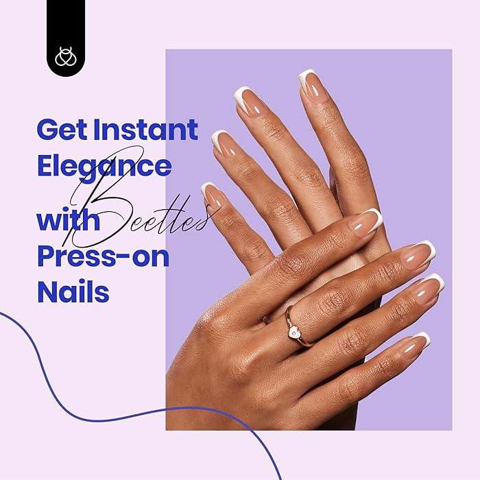 Beetles Short Square French Tip Press On Nails Brown 64 Pcs Pre-Shaped Fake Nails Reusable Nail Kit with Quick-drying Nail Glue Mini Manicure File DIY Home Salon in 16 Sizes Gifts for Women Girls - Image 2