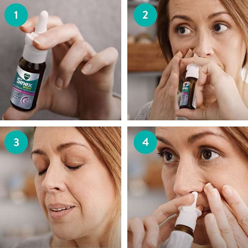 Vicks Sinex Severe Nasal Spray, Moisturizing Ultra Fine Mist with Aloe, Decongestant Medicine, Relief from Stuffy Nose Due to Cold or Allergy, Nasal Congestion & Sinus Pressure Relief, 265 Sprays x 2 - Image 7