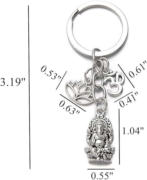 PHAETON 20PCS Ganesha Keychain with Lotus Charm Buddha Key Ring Key Holder Buddha Keychain, God Of Wealth Elephant Keychain for Festive Occasions, 3.18inch, Silver - Image 2