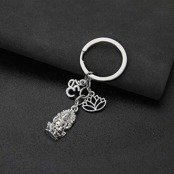 PHAETON 20PCS Ganesha Keychain with Lotus Charm Buddha Key Ring Key Holder Buddha Keychain, God Of Wealth Elephant Keychain for Festive Occasions, 3.18inch, Silver - Image 4