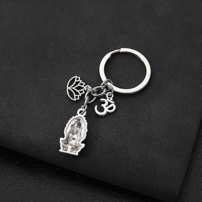 PHAETON 20PCS Ganesha Keychain with Lotus Charm Buddha Key Ring Key Holder Buddha Keychain, God Of Wealth Elephant Keychain for Festive Occasions, 3.18inch, Silver - Image 6