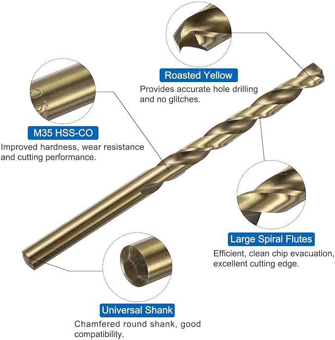 uxcell Metric Tap & Drill Bit Set, 2pcs M8 x 1.25 Spiral Point Thread Taps Titanium Coated and 2pcs 6.8mm Twist Drill Bits Roasted Yellow, Screw Tapping Threading Tools - Image 4