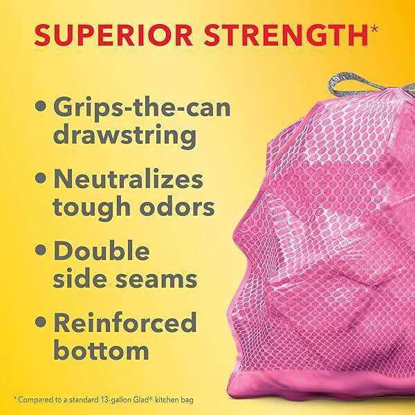 Glad Tall Kitchen Trash Bags 13 Gallon, MaxStrength Cherry Blossom Garbage Bags, Drawstring, 90 Count - Image 4