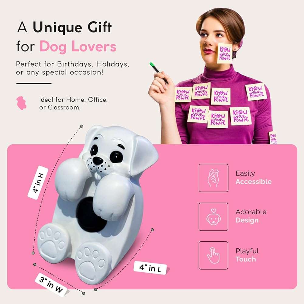 Resin Made 3" x 3" Cute Sticky Note Holder for Desk | Doodle Compatible Accordion Style Dog Pop Up Post it Note Dispenser, Pop Up Sticky Notes Dispenser for Office Holds, School & Office Desk Supplies - Image 4