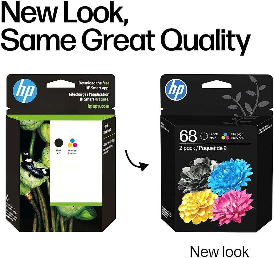 HP 68 Black/Tri-Color Ink Cartridges (2-Pack) | Works Envy 6100e, 6500e Series | Eligible for Instant Ink | 6L6S2TN | Packaging May Vary - Image 3