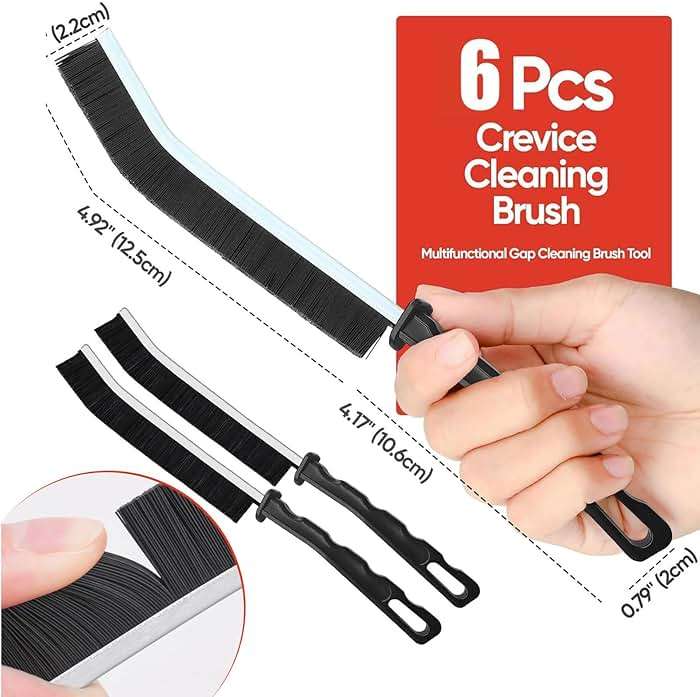 Crevice Cleaning Brush Tool - Heavy Duty Hard Bristle Gap Brush for Deep Cleaning - Ultra-Thin Grout Scrubber for Bathroom, Toilet, Bathtub, Kitchen Sink & Window Tracks-12 Pack - Image 2