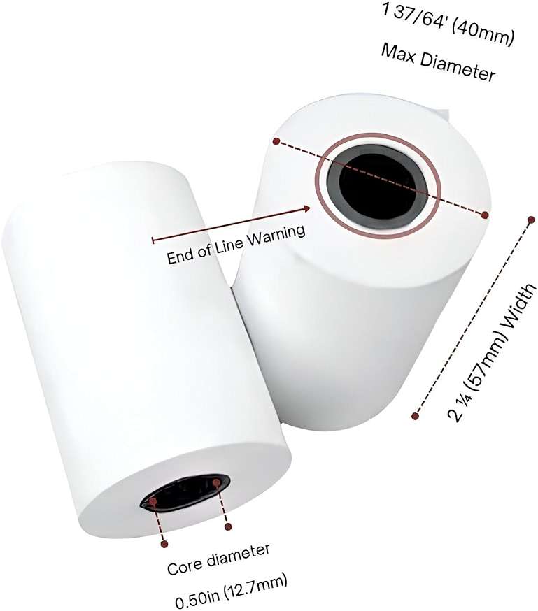 (50 Rolls) 2 1/4 X 50' BPA-Free Thermal Paper Receipt Rolls Fits All Mini Clover Flex, Square Terminal POS Cash Register Printers Paper For Credit and Debit Card Machine 57mm - Image 2