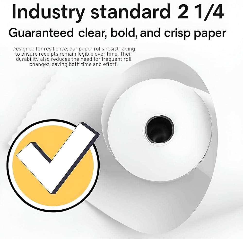 (50 Rolls) 2 1/4 X 50' BPA-Free Thermal Paper Receipt Rolls Fits All Mini Clover Flex, Square Terminal POS Cash Register Printers Paper For Credit and Debit Card Machine 57mm - Image 4