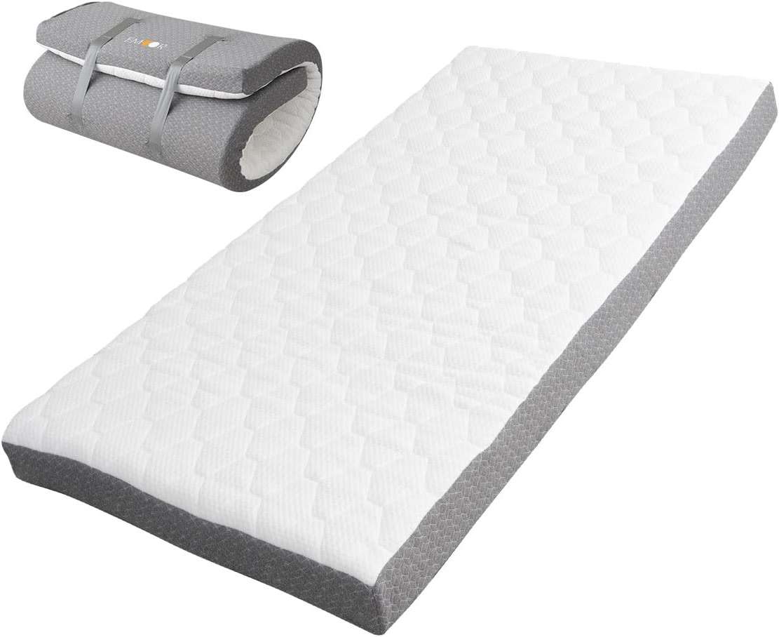 EMOOR Japanese Futon Mattress Roll-Type Relax-2 Small-Twin, High-Resilience Removable & Washable Cover Guest use Tatami Floor Sleeping Space-Saving Minimalist - Image 1