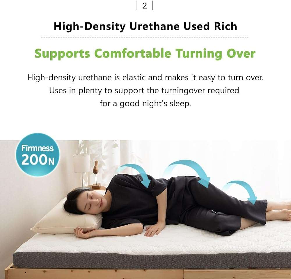 EMOOR Japanese Futon Mattress Roll-Type Relax-2 Small-Twin, High-Resilience Removable & Washable Cover Guest use Tatami Floor Sleeping Space-Saving Minimalist - Image 5