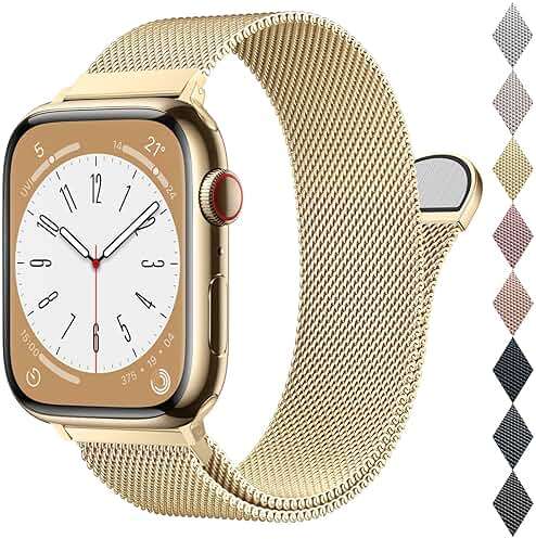 BELONGME Mesh Metal Loop Compatible with Apple Watch Band 40mm 41mm 38mm 42mm Series 11 10 9 8 7 6 5 4 3 2 1, SE 3 2 1 Women Men, Stainless Steel Strap with Magnetic Clasp for iWatch Bands - Image 1