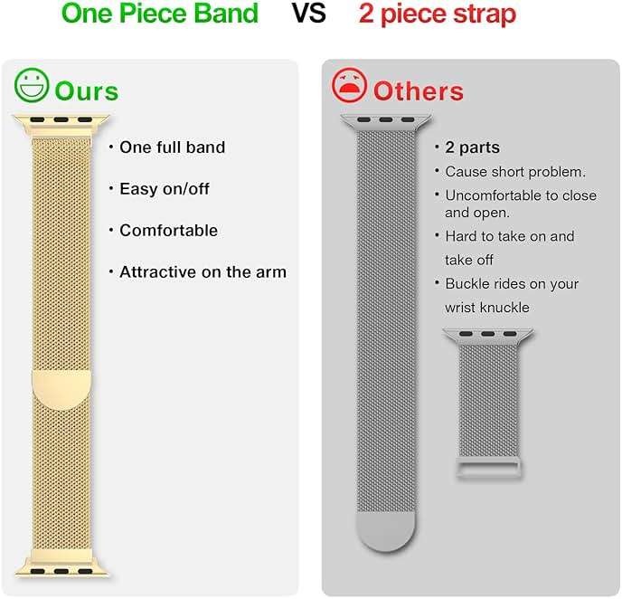BELONGME Mesh Metal Loop Compatible with Apple Watch Band 40mm 41mm 38mm 42mm Series 11 10 9 8 7 6 5 4 3 2 1, SE 3 2 1 Women Men, Stainless Steel Strap with Magnetic Clasp for iWatch Bands - Image 2