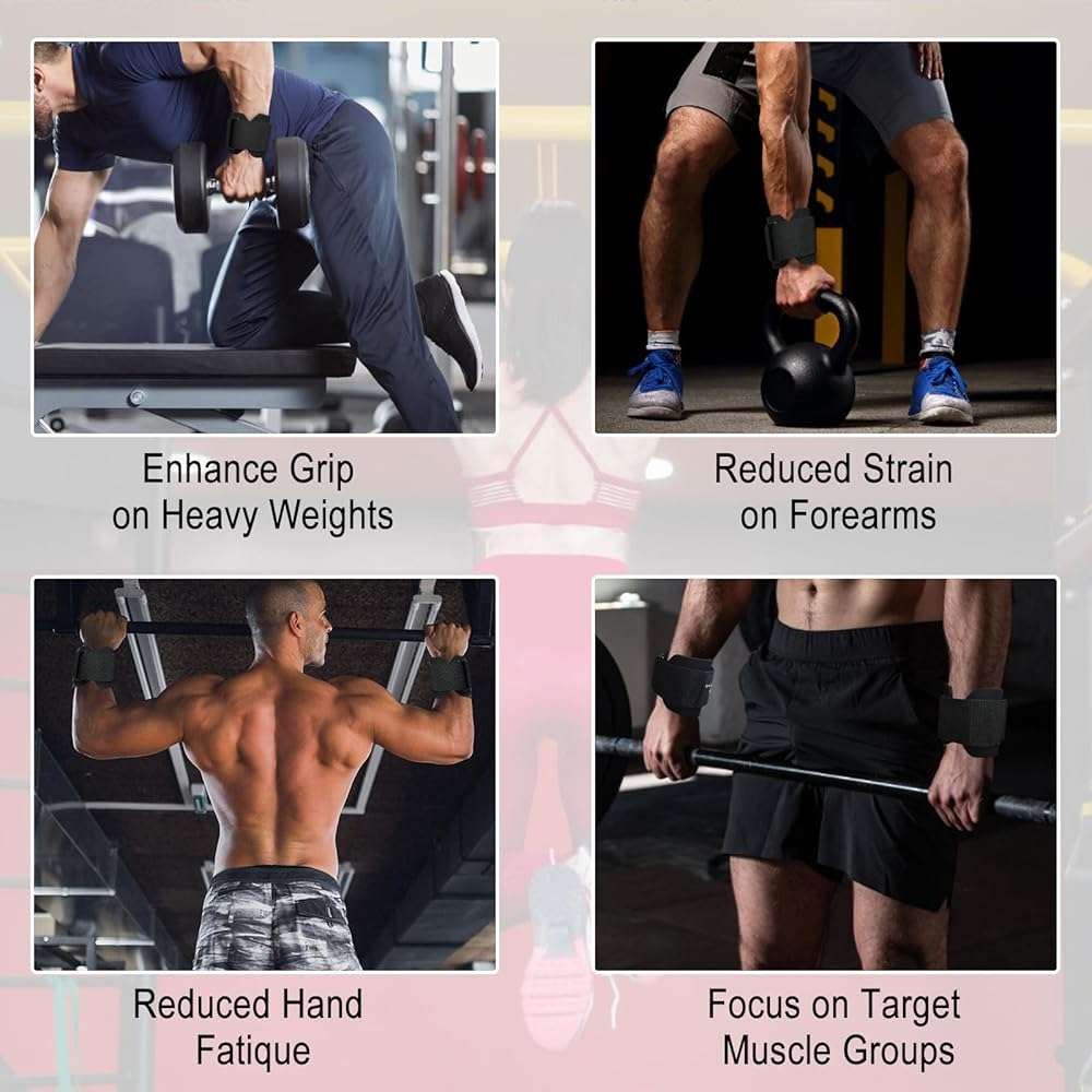 Lifting Hooks for Weight Lifting: Weightlifting Hooks Wrist Straps Hand Grip Support for Deadlift Weightlifting Gym Gloves for Men & Women - Image 4