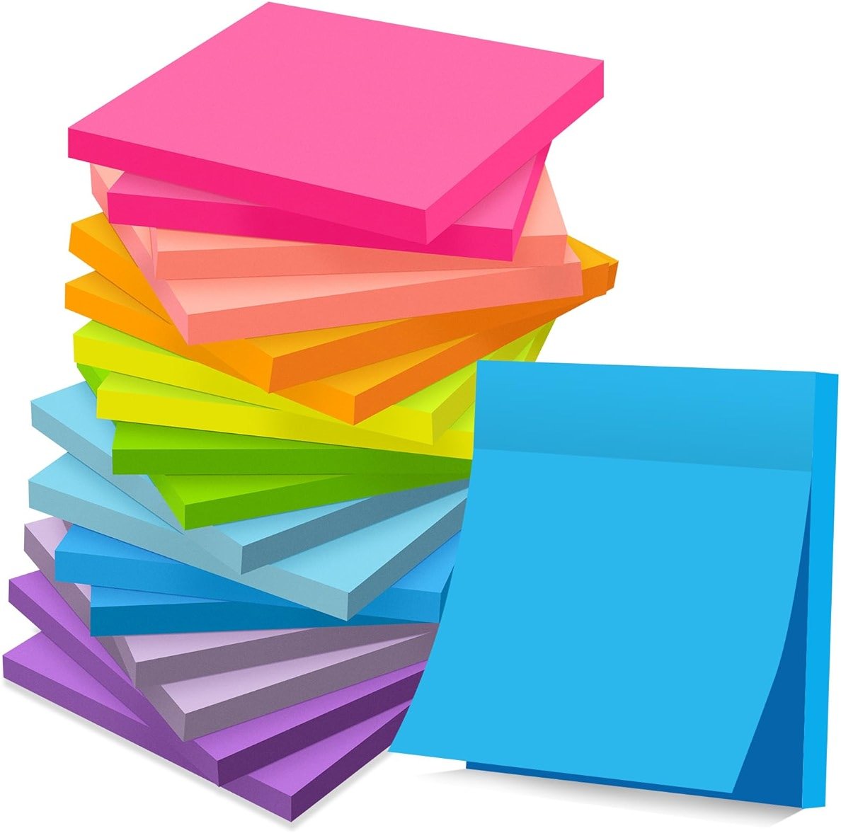 (18 Pads) Sticky Notes 3x3 inch, Self-Stick Pads Bright Colors Sticky Note, Recyclable, Easy to Post for Home, Office, Notebook - Product Image