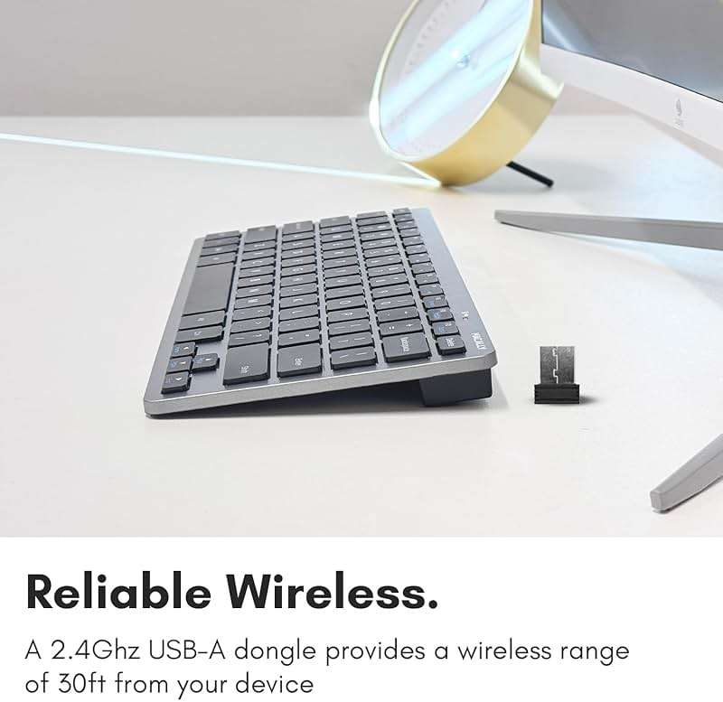 Macally Small Wireless Keyboard | Mini Keyboard for PC - Slim, Quiet & Portable for Laptop, Desktop PC, Surface, Chromebook - Space Gray - Image 3