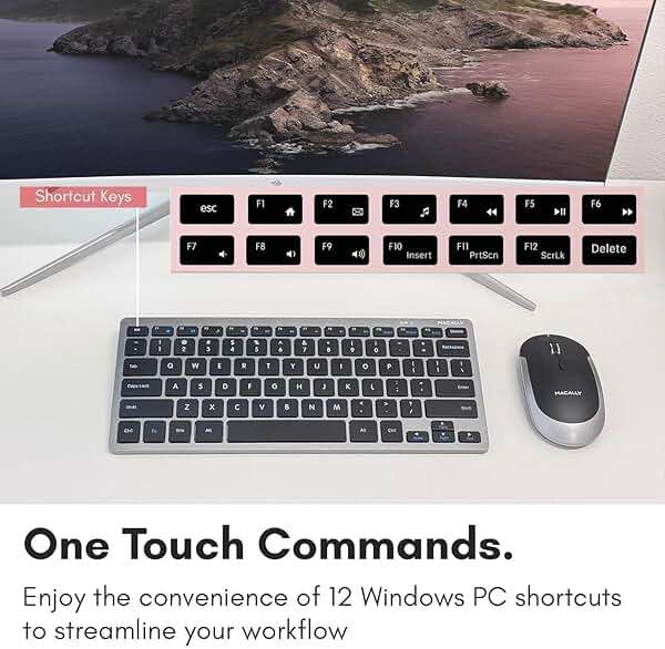 Macally Small Wireless Keyboard | Mini Keyboard for PC - Slim, Quiet & Portable for Laptop, Desktop PC, Surface, Chromebook - Space Gray - Image 6
