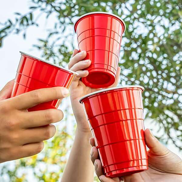 Amazon Basics Sturdy Disposable Plastic Party Cups for Cold Drinks, Red, 18oz, 50 Count, BPA-Free - Image 6