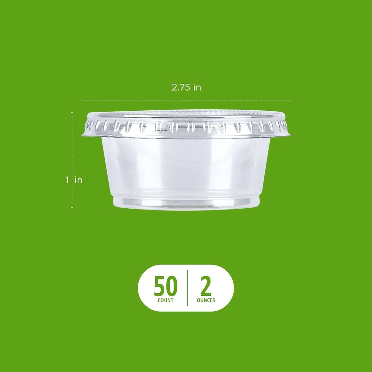 Amazon Basics Disposable Plastic To-Go Cups and Lids, Mini, 2oz, 50 Count, BPA Free, for Condiment, Salad Dressing, Sauces, Jello Shots - Image 3