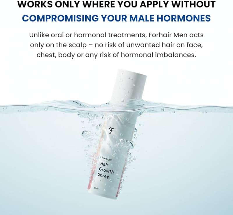 ForHair- Men Hair Growth Spray – Stimulates New Hair, Strengthens Follicles – Local Regrowth Action, No Unwanted Body Hair – Safe and Easy Alternative to Pills,Costly and Painful Treatments - Image 4