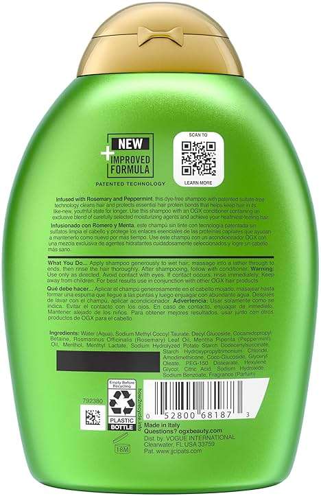 OGX Clarifying Strength + Rosemary Mint Shampoo, Clarifying Shampoo for Oily Hair Visibly Helps Remove Oil & Residue to Clear Away Buildup, Sulfate-Free Surfactants, 13 fl. oz - Image 7