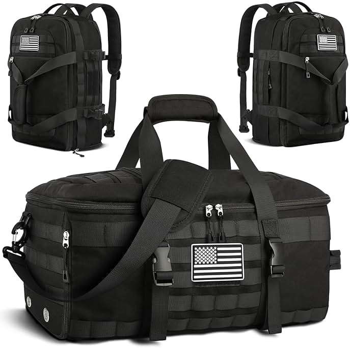 ETRONIK Gym Bags for Men Women, Carry On Luggage 22x14x9 Airline Approved, Tactical Duffle Bag with Shoe Compartment, 3 in 1 Carry on Travel Backpack with Wet Pocket, Weekender Overnight Bag, Black - Image 1