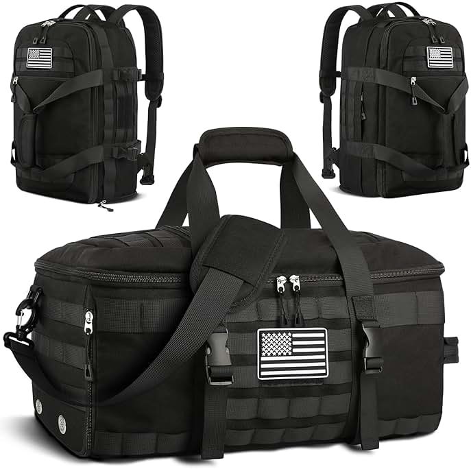 ETRONIK Gym Bags for Men Women, Carry On Luggage 22x14x9 Airline Approved, Tactical Duffle Bag with Shoe Compartment, 3 in 1 Carry on Travel Backpack with Wet Pocket, Weekender Overnight Bag, Black - Product Image