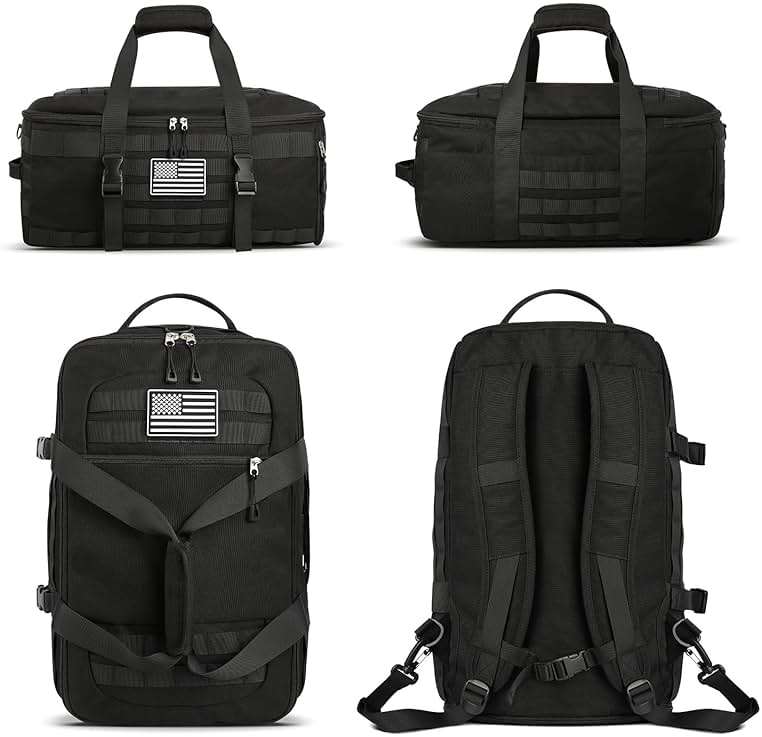 ETRONIK Gym Bags for Men Women, Carry On Luggage 22x14x9 Airline Approved, Tactical Duffle Bag with Shoe Compartment, 3 in 1 Carry on Travel Backpack with Wet Pocket, Weekender Overnight Bag, Black - Image 5