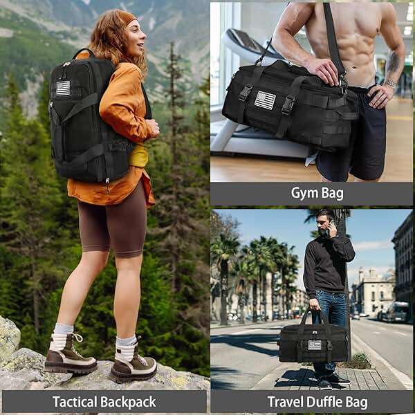 ETRONIK Gym Bags for Men Women, Carry On Luggage 22x14x9 Airline Approved, Tactical Duffle Bag with Shoe Compartment, 3 in 1 Carry on Travel Backpack with Wet Pocket, Weekender Overnight Bag, Black - Image 6