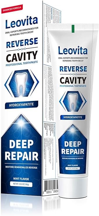 Leovita Cavity Reversing Toothpaste for Adult, Hydroxyapatite as Remineralizing Filler, SLS and Fluoride Free Tooth Decay Treatment, Anticavity Reversal Enamel Repair, 3.52 OZ - Product Image