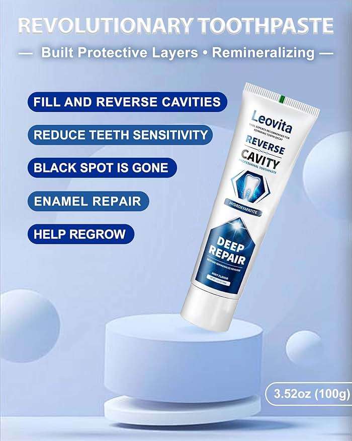 Leovita Cavity Reversing Toothpaste for Adult, Hydroxyapatite as Remineralizing Filler, SLS and Fluoride Free Tooth Decay Treatment, Anticavity Reversal Enamel Repair, 3.52 OZ - Image 3