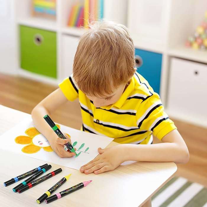 WINSONS 30 Colors Dual Tip Acrylic Paint Markers Pens- Premium Acrylic Paint Markers, Brush & Round Tips, Quick-Drying - for Rock, Canvas, Ceramic, Wood (30 Colors) - Image 2