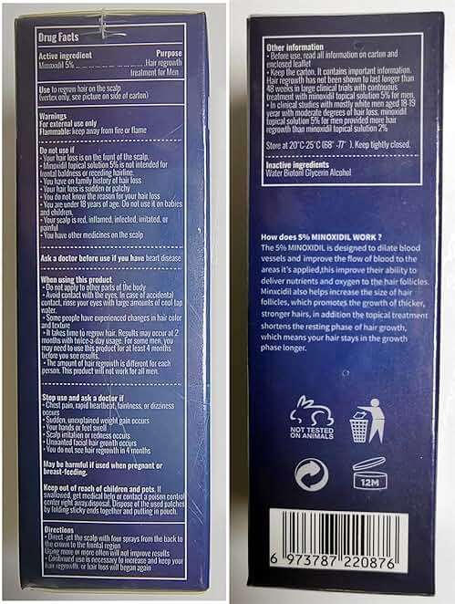 ELCHHIRSCH Hair Growth Serum, 5% Minoxidil, With Biotin & Glycerin, for Men's Beard & Women's Hair Regrowth, Anti Hair Loss Treatment, Make Hair Stronger Thicker Longer, 1 fl oz (30 ml), Blue - Image 7