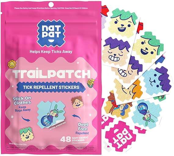 NATPAT TrailPatch Tick Repellent Stickers for Kids - All Natural Chemical Free Outdoor Bug Patch for Toddlers, Kids (48 Pack) - Image 1