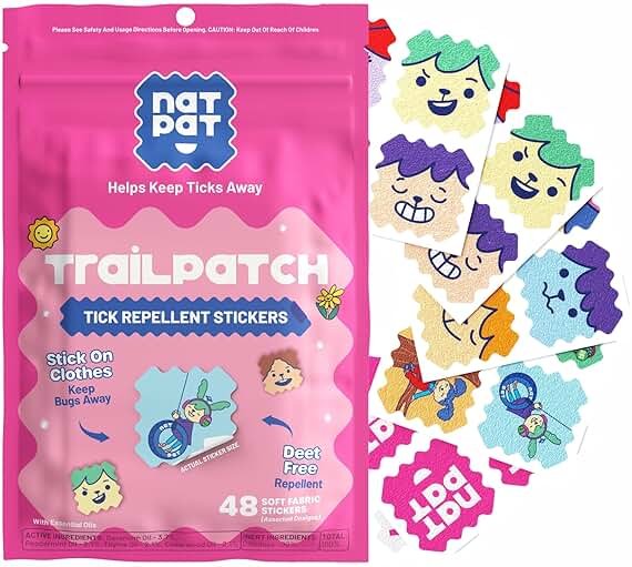 NATPAT TrailPatch Tick Repellent Stickers for Kids - All Natural Chemical Free Outdoor Bug Patch for Toddlers, Kids (48 Pack) - Product Image