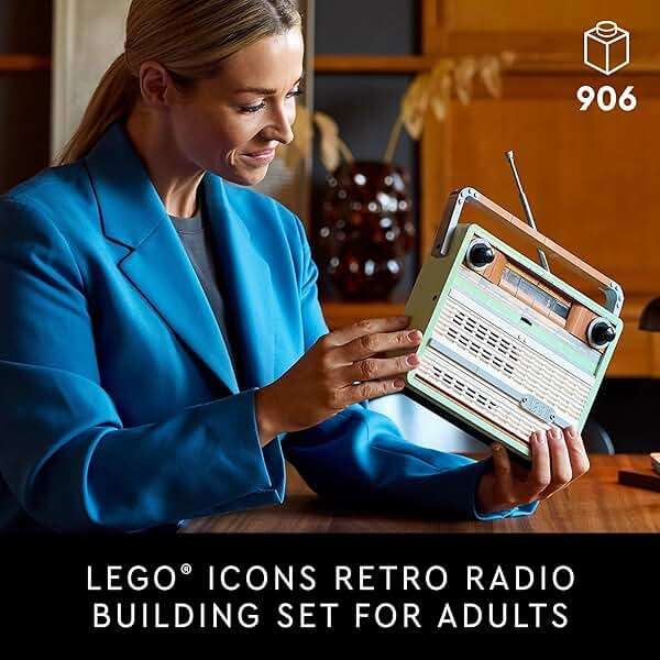LEGO Icons Retro Radio Building Set for Adults - Home Decor for Bedroom or Desk with Vintage Aesthetic, Sound Effects, & Smart Phone Integration - Birthday Gifts for Men & Women - 10334 - Image 2