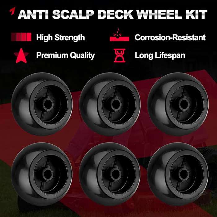 Set of 6 Lawn Mower Anti Scalp Deck Wheel Kit Compatible with Exmark Bad Boy Lawn-Boy Toro Husqvarna Bunton Ferris Replace# 1716353, 103-3168, 1-603299, 022-5234-98, 1-603299, 1-603299, PL7540 - Image 5