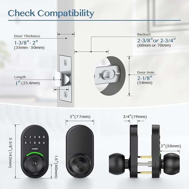 Keypad Smart Door Knob Lock, Yamiry Keyless Entry Digital Lock with Handle, Electronic Code Knob for Front Door, Easy Installation - Image 6