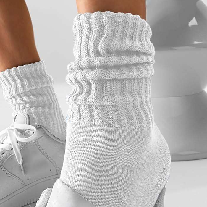 AugRing Women's Scrunch Crew Socks Retro 3-Pack Solid Cotton Boot Calf Chunky Ribbed Cozy Slouchy Socks Size 5-11 - Image 5